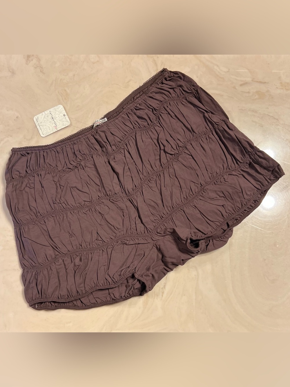 FREE PEOPLE Sweet On Bloomer Shorts French Chocolate High Rise Vintage Style M - Picture 10 of 16